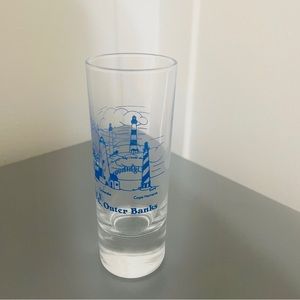 Vintage OBX Lighthouses of the Outer Banks Shot Glass - Clear W/Blue